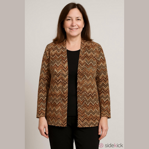 Alfred Dunner Chevron Metallic Knit Cardigan Women 1X